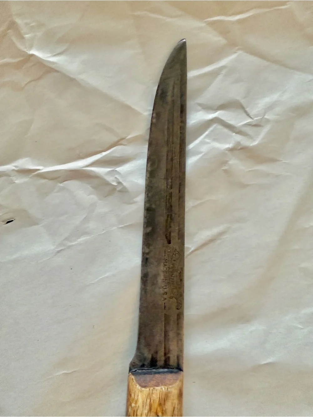 Vintage Old Hickory knife with stamped handle and blade